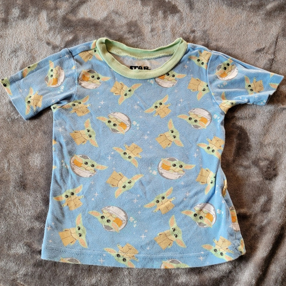 Star Wars Top Toddler 3T Blue Excellent Grogu Baby Yoda Short Sleeve Tee 807